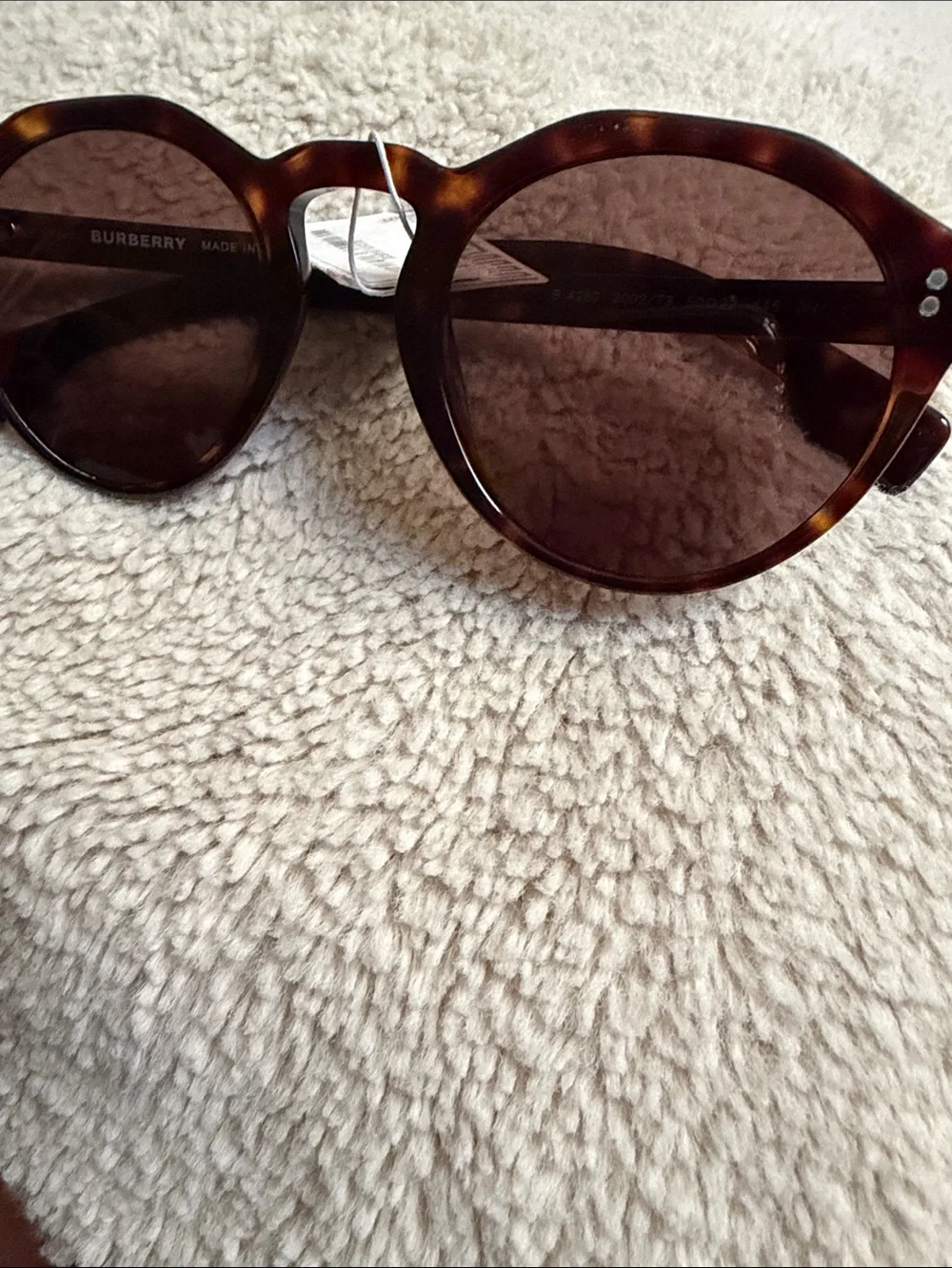 NWT! Burberry 50mm Round Sunglasses DARK HAVANA Tortoise Brown